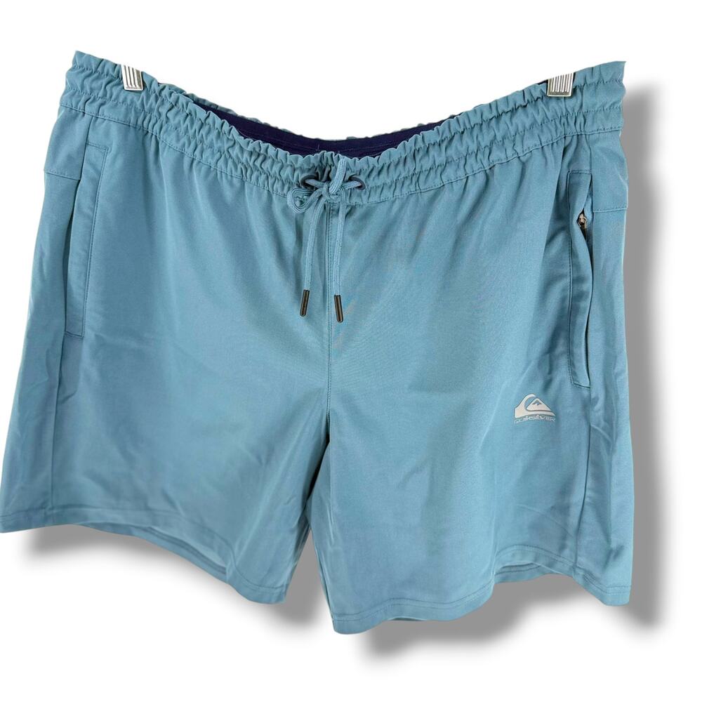 Quiksilver DryFlight Board Shorts Swim Trunks Men's XL Dusty Blue Zip Pocket
